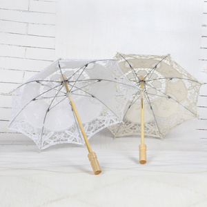 new White Lace Craft Bride Umbrella Small Kids Mini Decoration Umbrella Props White Ivory Lace Parasol Bride Wedding Umbrellas