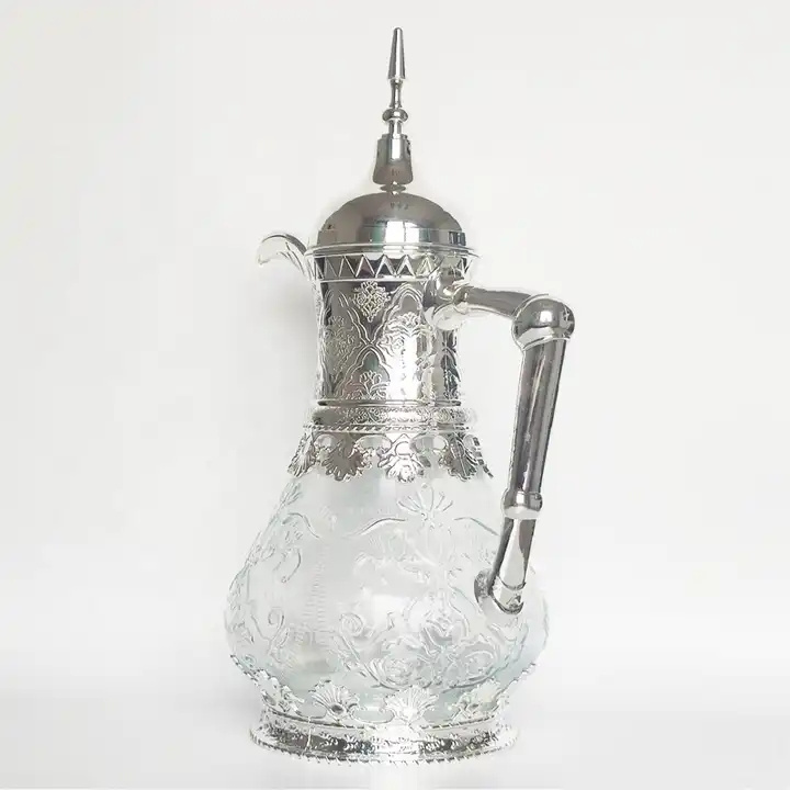 New Arabic decorative teapot holiday party gift silver turkish large capacity portable glass coffee & tea pot kettle