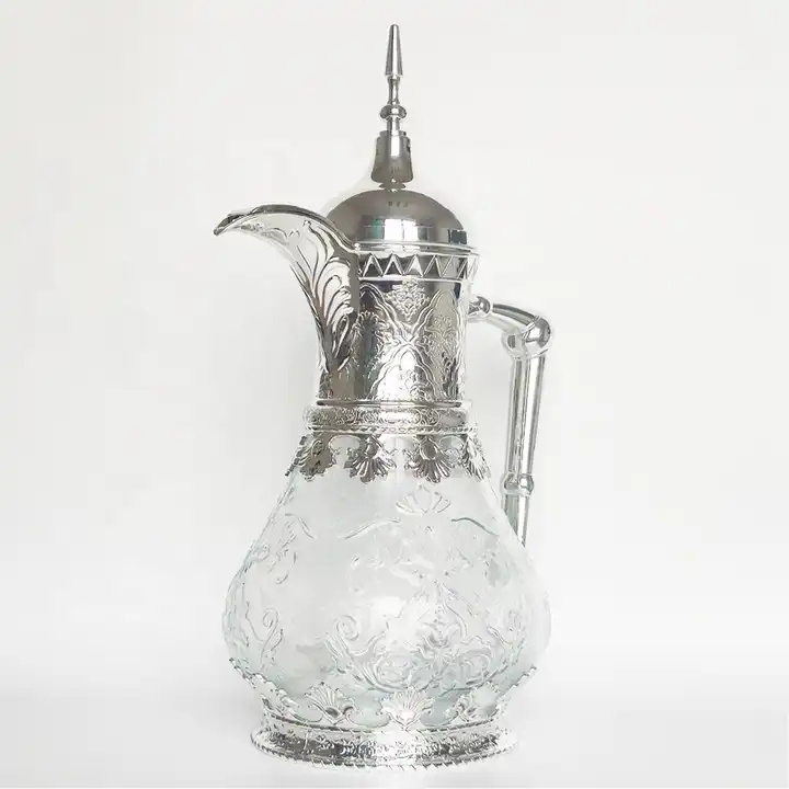 New Arabic decorative teapot holiday party gift silver turkish large capacity portable glass coffee & tea pot kettle