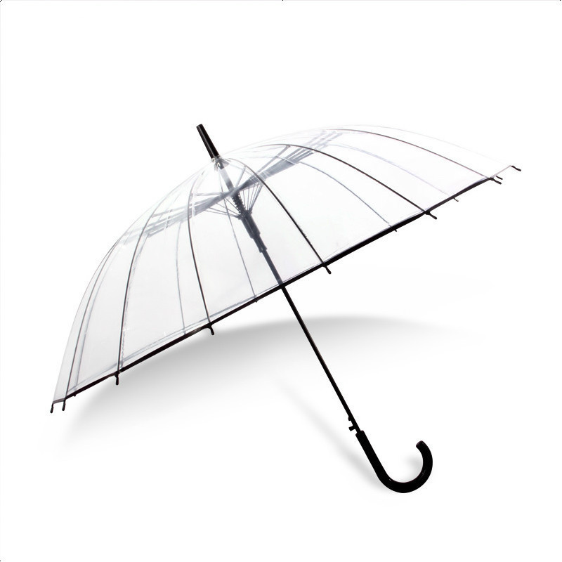 Hot sale straight shank transparent golf umbrellas with logo print clear umbrella