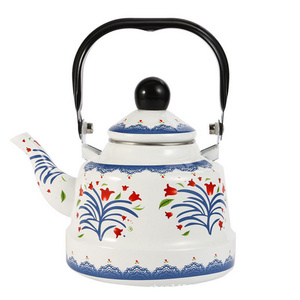 New style Eastern Style Geometric Pattern Enamel Kettle Household Water Kettle Teapot For Gas Stove And Induction