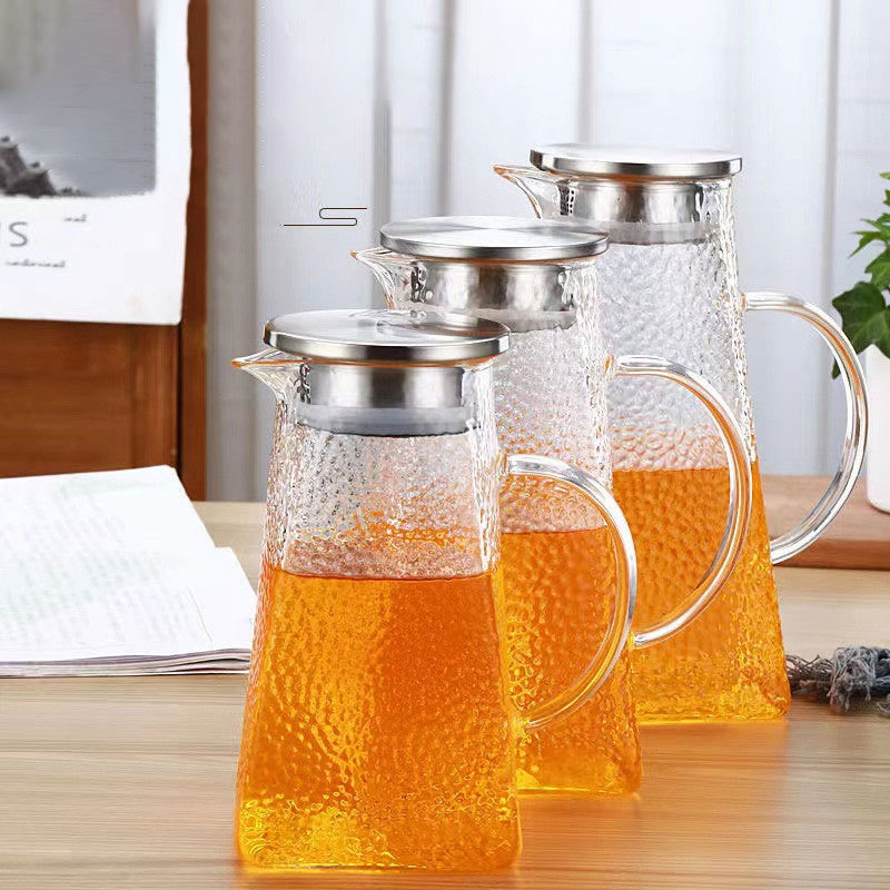 Custom logo glass kettle for gas stove Food Grade Water Pitcher Juice Bottle Jug Glass Household Heat-resistant Cold Cool Kettle