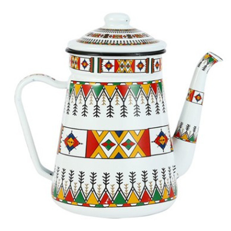 Wholesale new 1.2L/1.5L Best seller style of Saudi Arabia tea pot coffee kettle camping enamel coated kettle