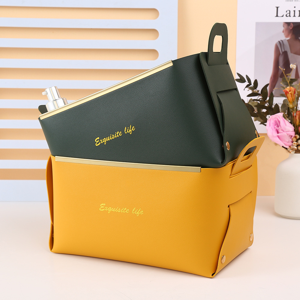 Wholesale 2022 new Foldable Storage Bags Basket Tray Organizer Luxury Leather storage basket for Home Decor