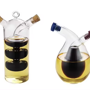 Wholesale 2024 borosilicate olive oil and vinegar dispenser bottle glass gravy boats 2 in 1 double wall caster cruet cork kettle