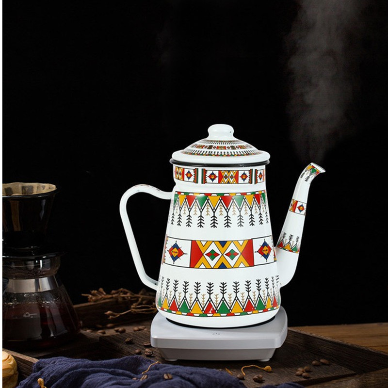 Wholesale new 1.2L/1.5L Best seller style of Saudi Arabia tea pot coffee kettle camping enamel coated kettle