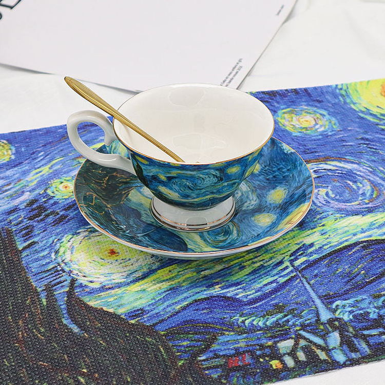 Custom Van Gogh Design PVC Placemats Easy to Clean and Provides Heat Insulation for Dining Table Promotional Business Gifts