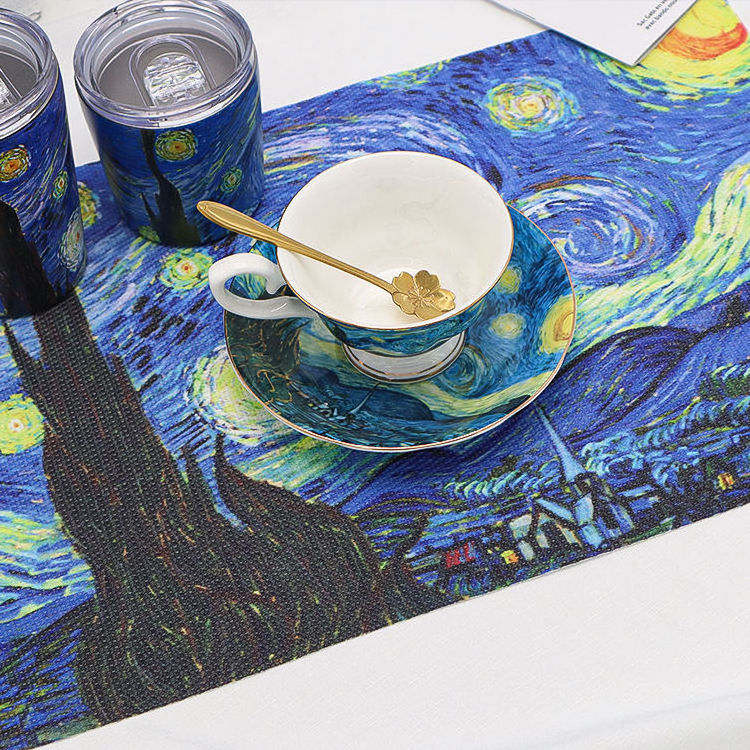 Custom Van Gogh Design PVC Placemats Easy to Clean and Provides Heat Insulation for Dining Table Promotional Business Gifts