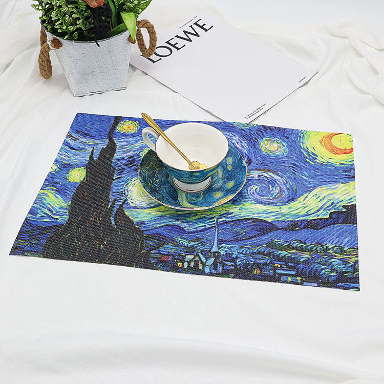 Custom Van Gogh Design PVC Placemats Easy to Clean and Provides Heat Insulation for Dining Table Promotional Business Gifts