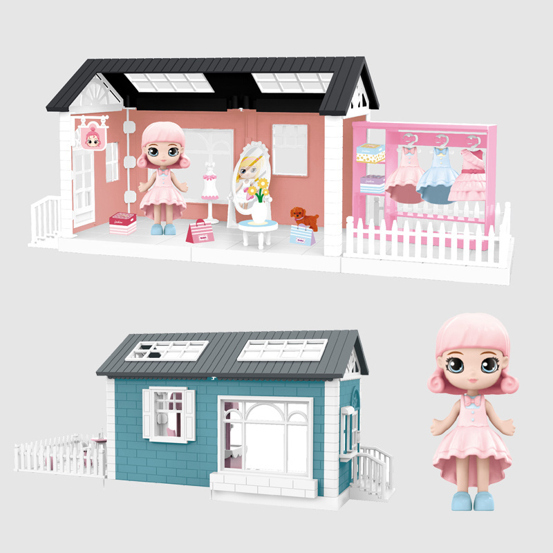 new product single layer dollhouse set with doll assembled dream house diy toys casa de munecas para ninas doll house for girls