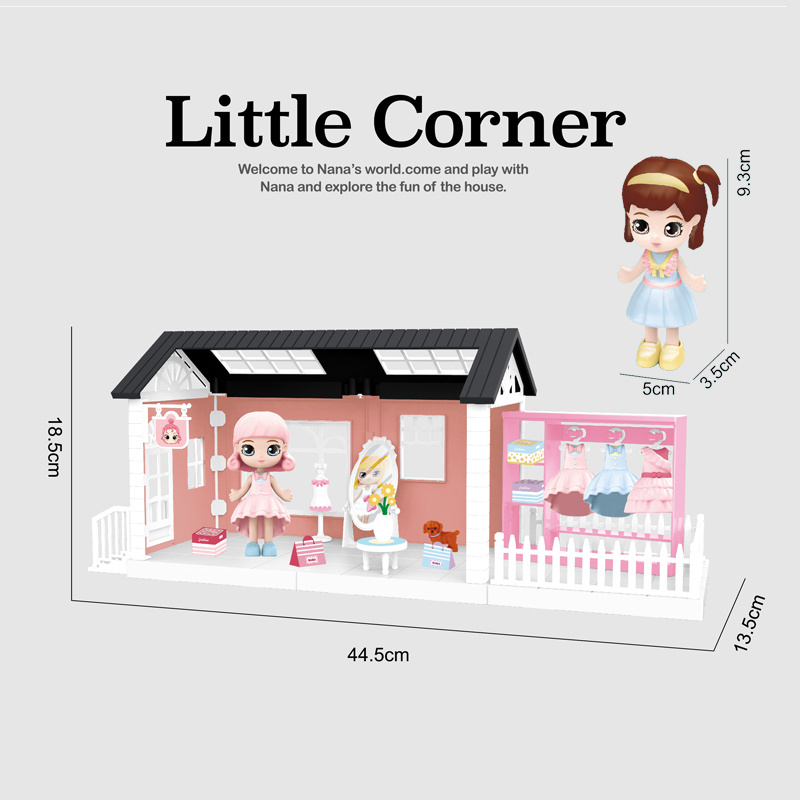 new product single layer dollhouse set with doll assembled dream house diy toys casa de munecas para ninas doll house for girls