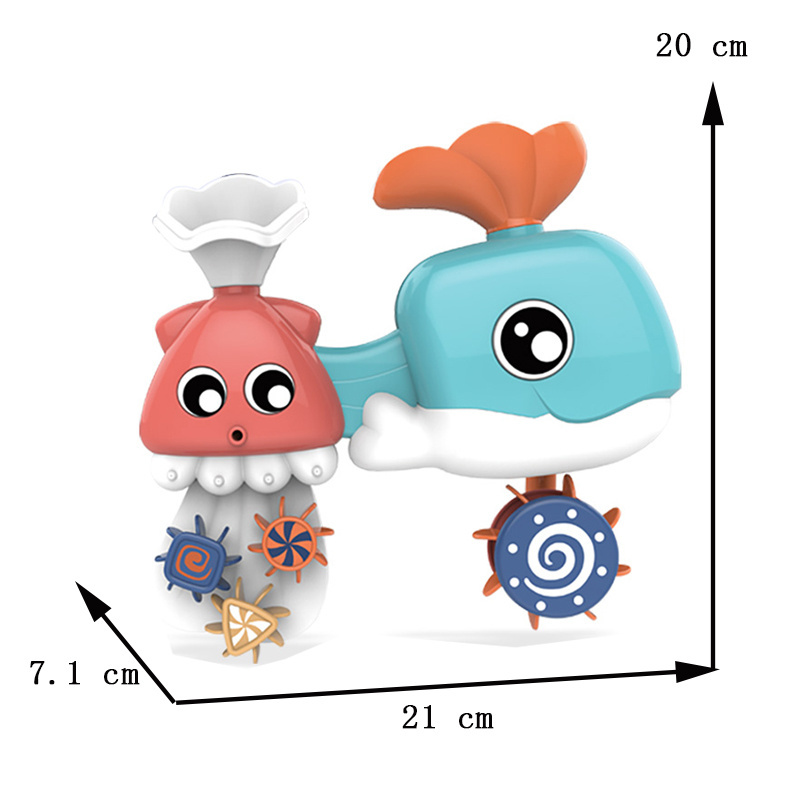 JIESTAR octopus kids shower toy with spinning gear and googly eyes Juguete de verano baby summer water toy bathroom toy