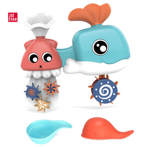 JIESTAR octopus kids shower toy with spinning gear and googly eyes Juguete de verano baby summer water toy bathroom toy