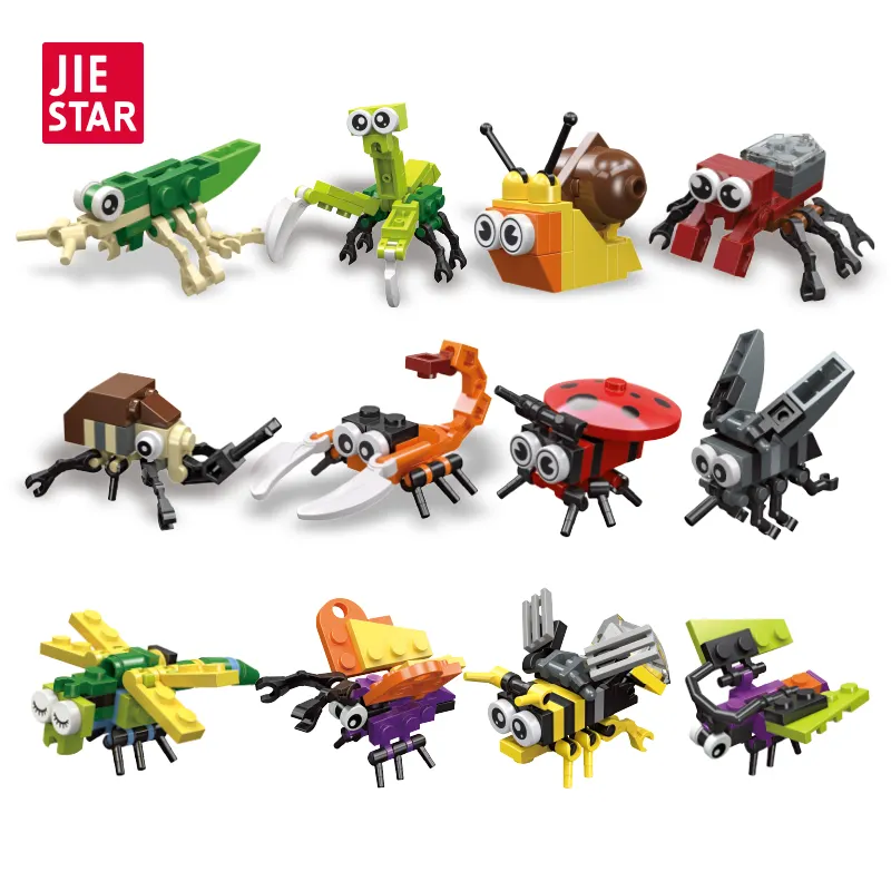 JIESTAR Wholesale Cheap Small Collectable Dog Puppy Insect Dinosaur Animal Figures Building Block Set 2023 Novelty Gift For Kids