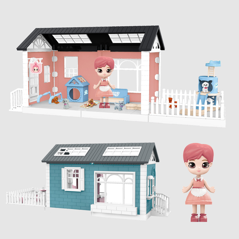 new product single layer dollhouse set with doll assembled dream house diy toys casa de munecas para ninas doll house for girls