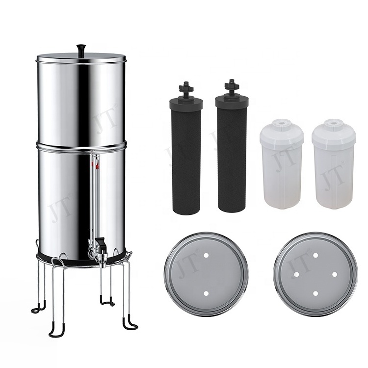 Travel stainless steel bucket gravity water filter with 2 Fluoride Filters