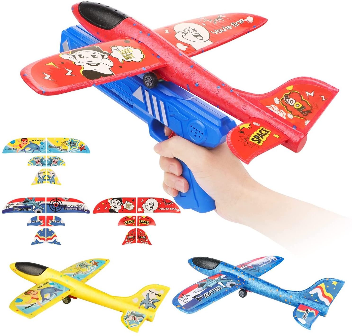 Airplane Launcher Toys Foam Catapult Glider Plane with Launcher Airplane Toy for Birthday Gifts Hand Throw Flying plane