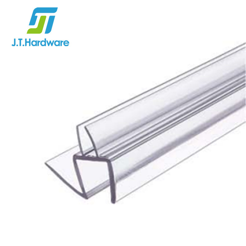 P990WS Clear Co Extruded Bottom Sweep with 45 Degree Drip Rail Shower Door Seal