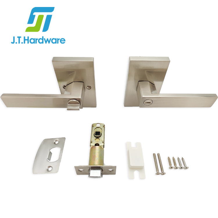 Bathroom Door  Square Rose Privacy leverset Tubular Lock Set With Coin Line Door Lever Handle Lock