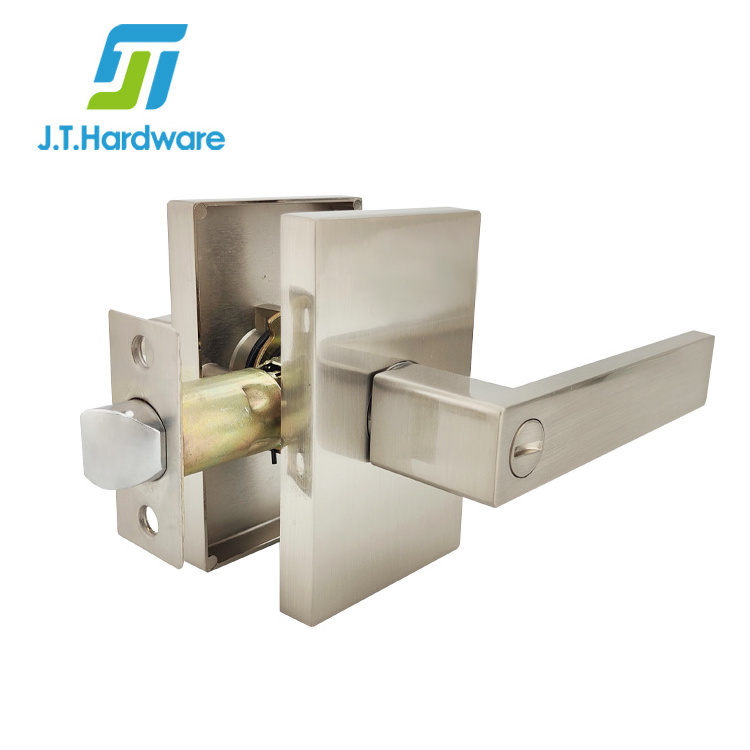 Bathroom Door  Square Rose Privacy leverset Tubular Lock Set With Coin Line Door Lever Handle Lock