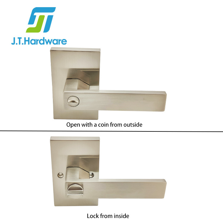 Bathroom Door  Square Rose Privacy leverset Tubular Lock Set With Coin Line Door Lever Handle Lock