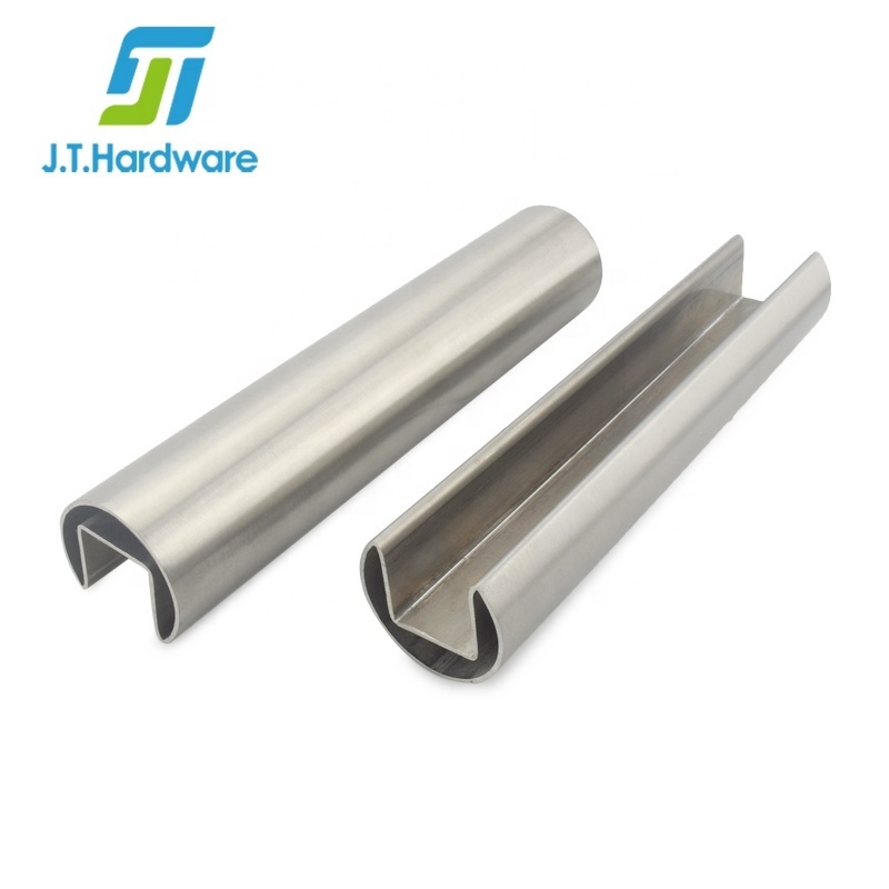 Balustrades CR L Extruded 304 316 Stainless Steel Satin finish Cap Rails Round Groove Slot Pipe