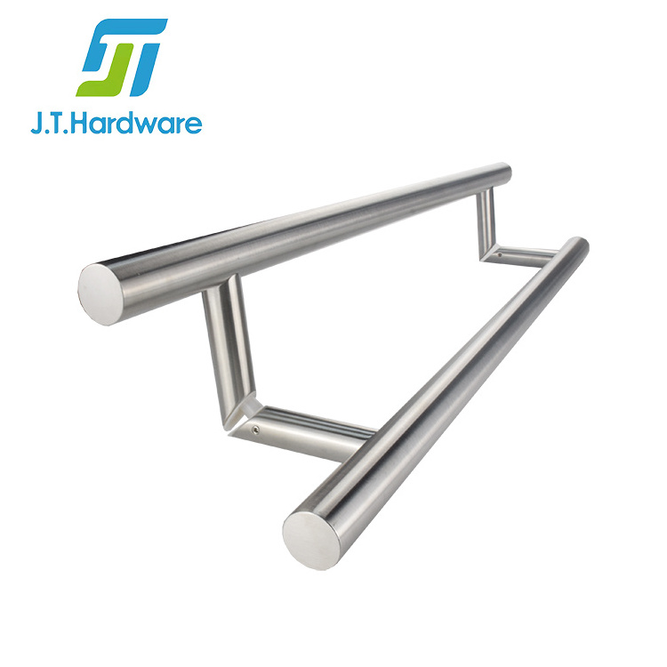 Modern Stainless Steel Round Entrance Pull Handle Offset Slant Diagonal Mounting Door Handle