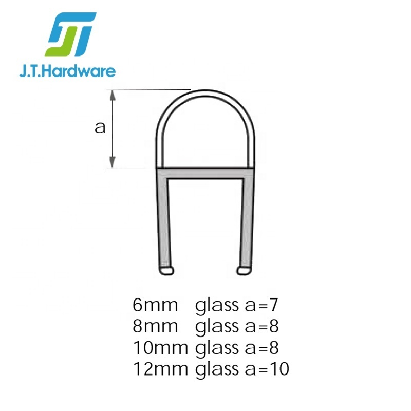 PCR10 Clear Polycarbonates U With Bulb Attachment PC Frameless Shower Door Side Seal