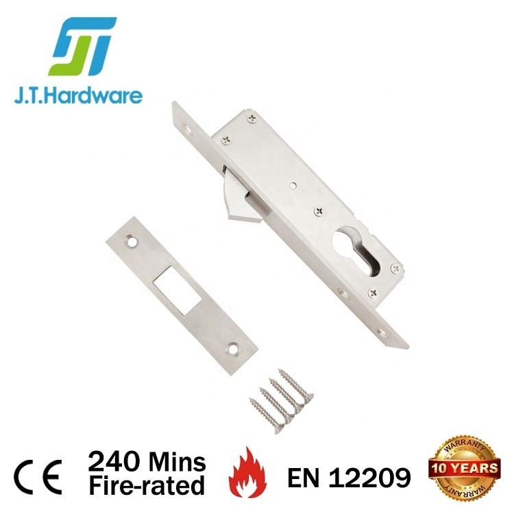 Euro Stainless Steel 304 Sliding Door Narrow Stile Hook Lock Mortise Metal Door Lock for Security