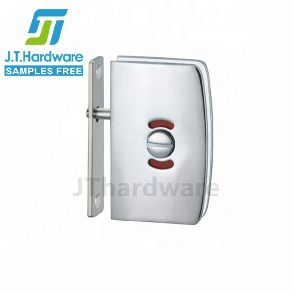 Sample freely bathroom hardware heavy-duty brass toilet swing door glass to wall glass door lock with indicator