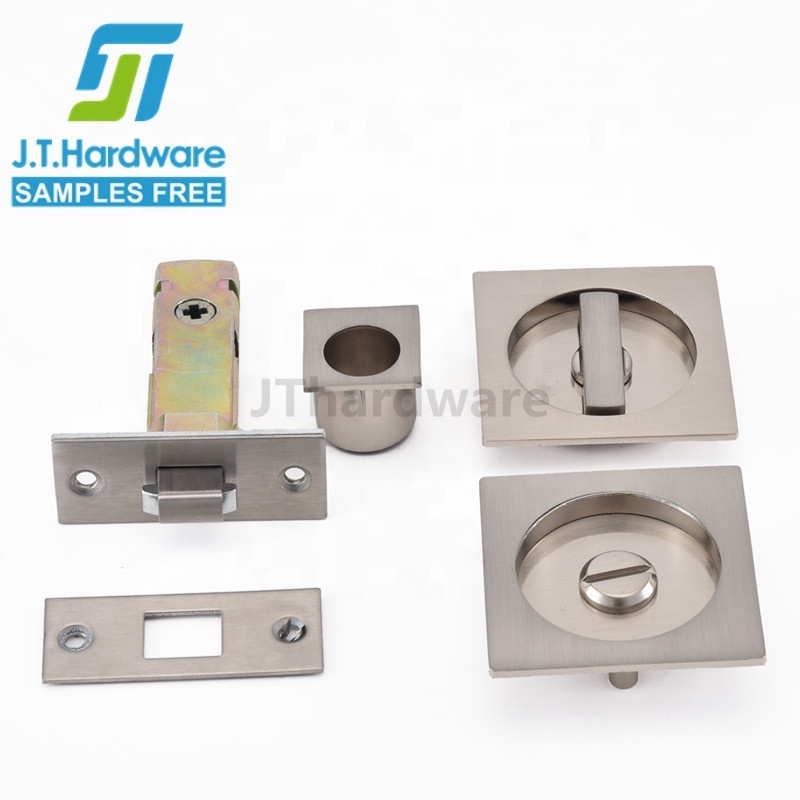 Bathroom Square Cavity Passage Double Turn Privacy Hook Sliding Pocket Door Lock