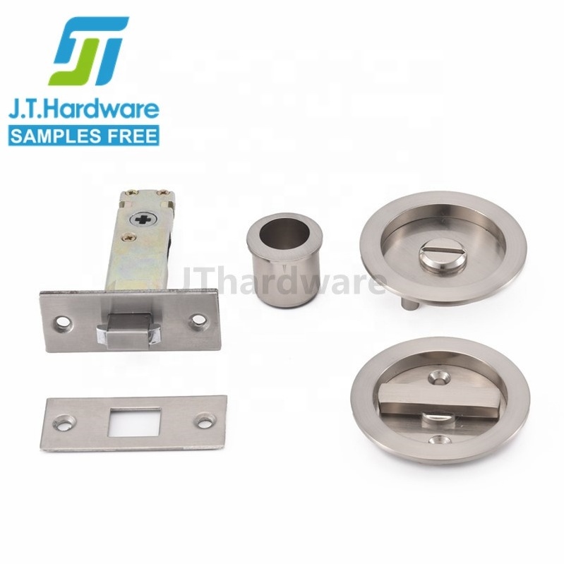 Factory direct Sale Zinc Alloy Round Cavity  Double Turn Privacy Slide Pocket Door Lock