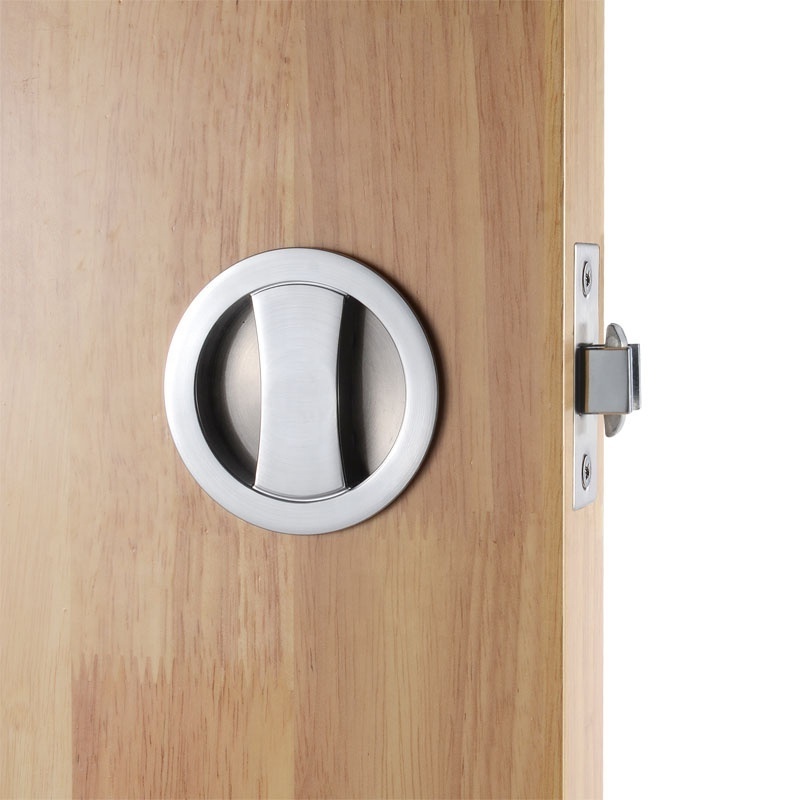 Concealed Recessed Round Cavity Slide Double Turn Entrance Sliding Pocket Door Lock