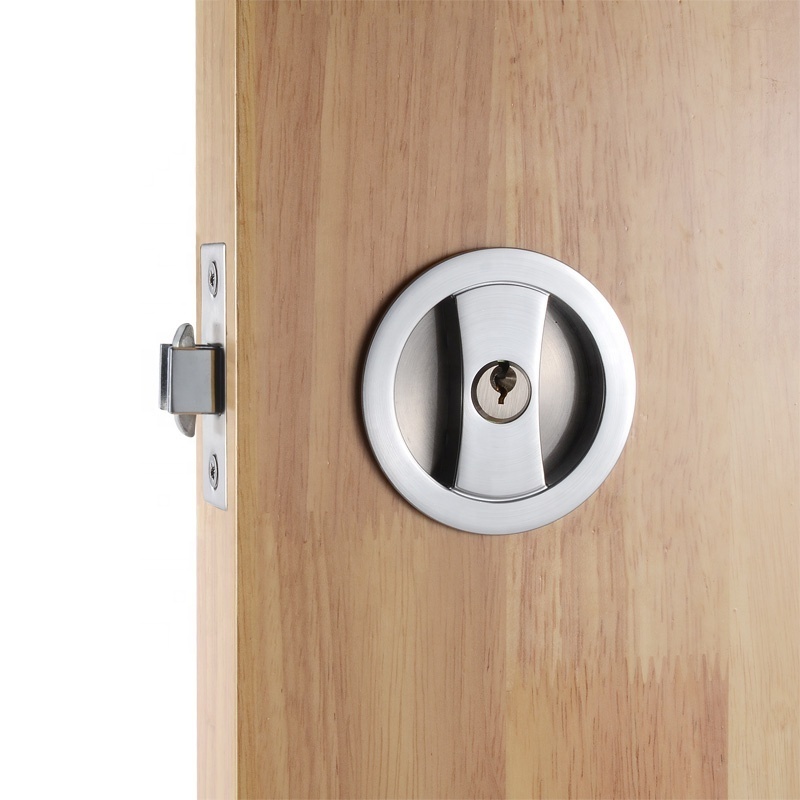 Concealed Recessed Round Cavity Slide Double Turn Entrance Sliding Pocket Door Lock