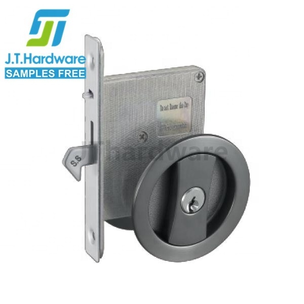 Concealed Recessed Round Cavity Slide Double Turn Entrance Sliding Pocket Door Lock