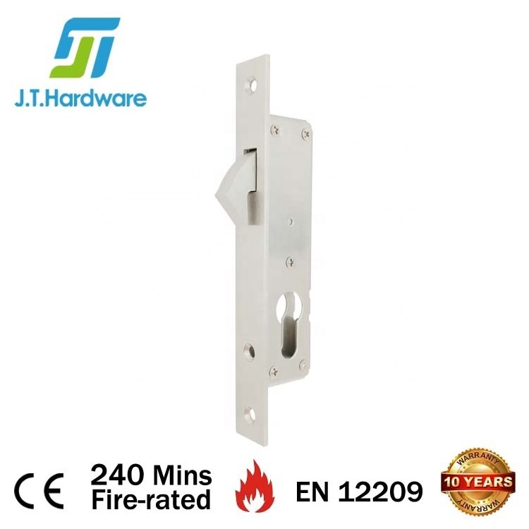 Euro Stainless Steel 304 Sliding Door Narrow Stile Hook Lock Mortise Metal Door Lock for Security