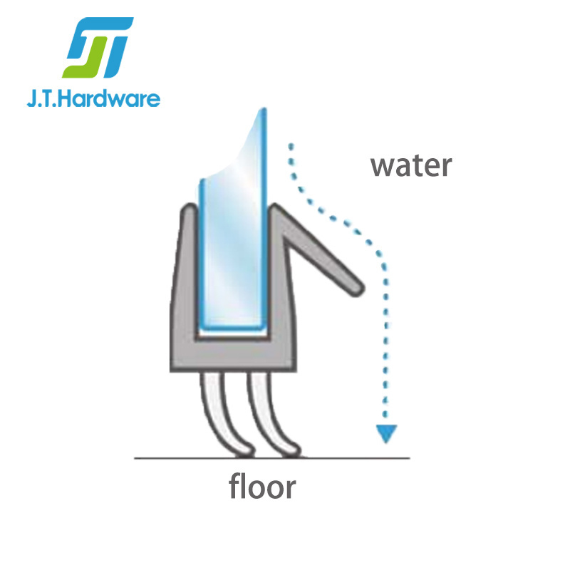 P990WS Clear Co Extruded Bottom Sweep with 45 Degree Drip Rail Shower Door Seal