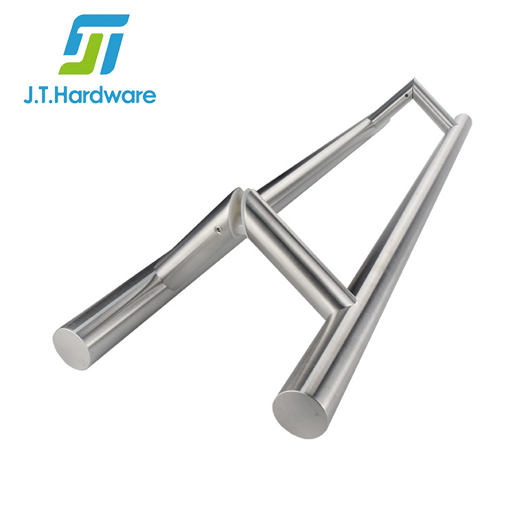 Modern Stainless Steel Round Entrance Pull Handle Offset Slant Diagonal Mounting Door Handle