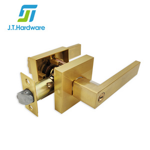 Entrance Door Entry Tubular Latch Lock Set Brushed Gold Lever Handle Lock