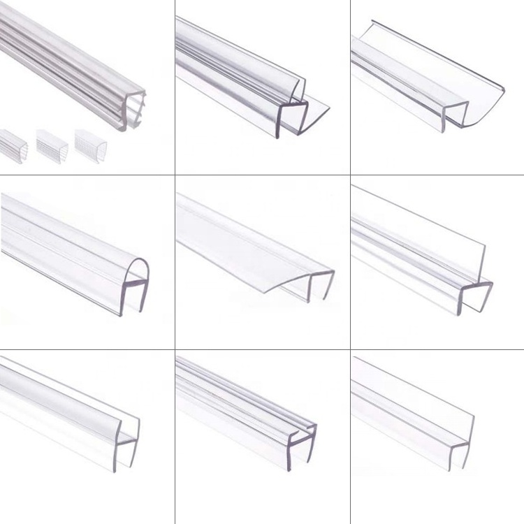 P990WS Clear Co Extruded Bottom Sweep with 45 Degree Drip Rail Shower Door Seal