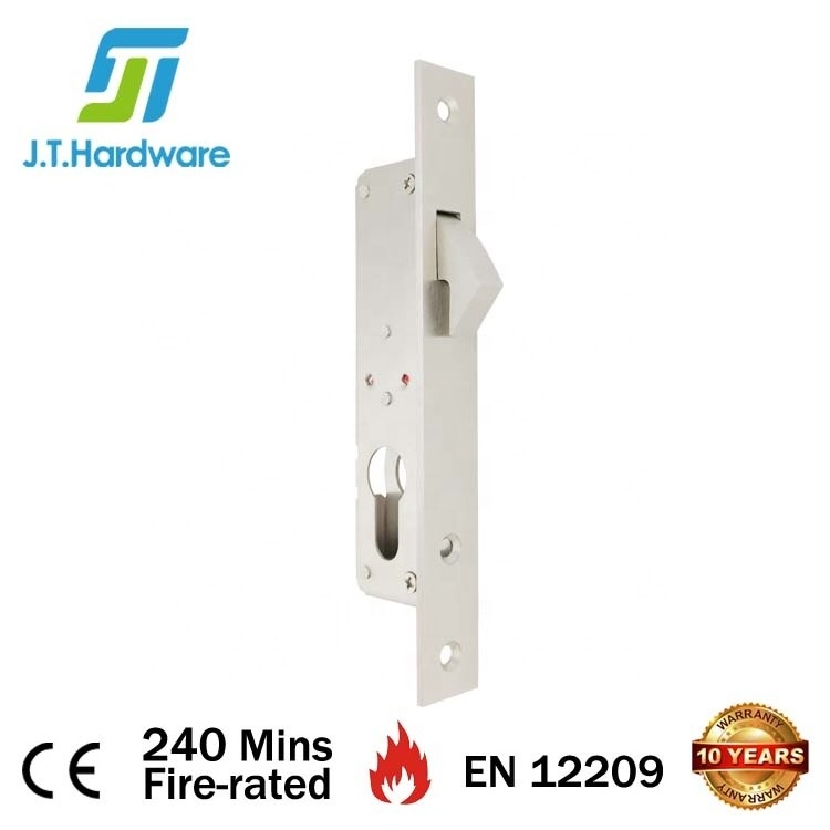 Euro Stainless Steel 304 Sliding Door Narrow Stile Hook Lock Mortise Metal Door Lock for Security