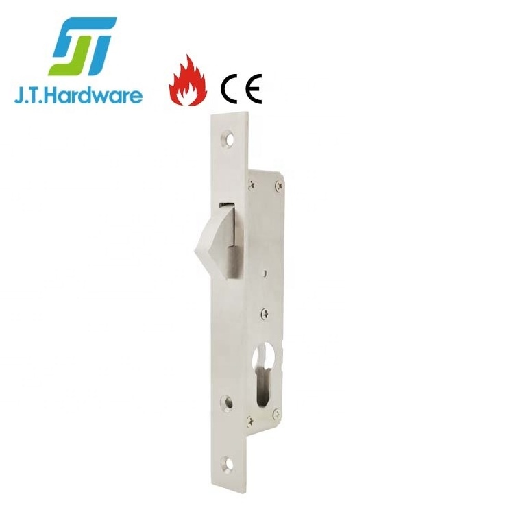 Euro Stainless Steel 304 Sliding Door Narrow Stile Hook Lock Mortise Metal Door Lock for Security