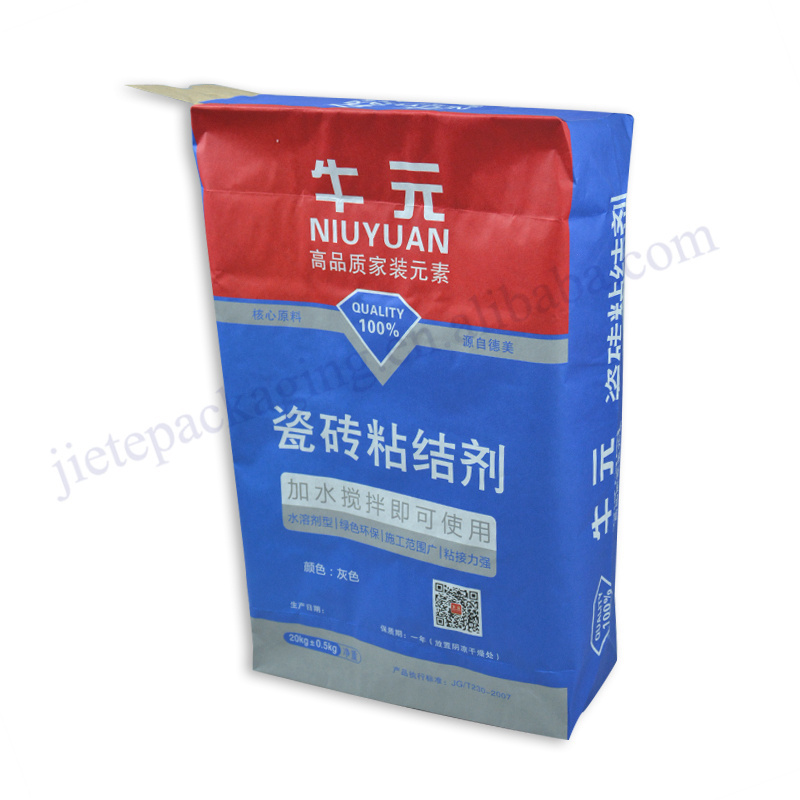 Empty multilayer kraft paper cement bag packing 20kg tile adhesive