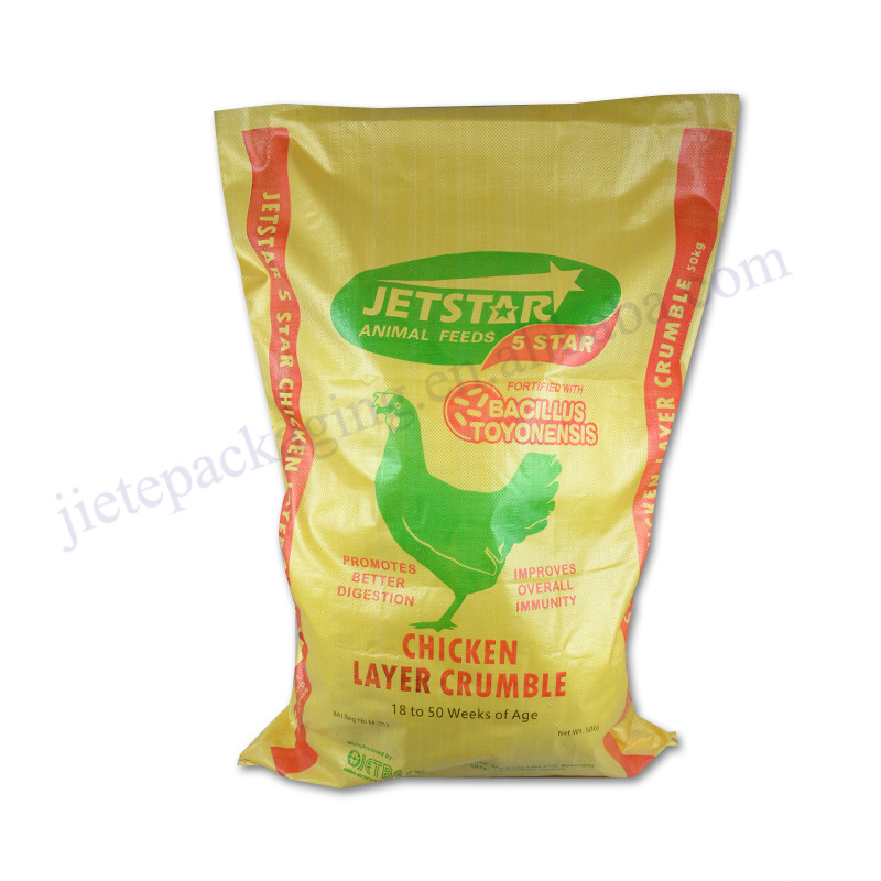 Customized pp woven poultry feed bag 25kg 50kg pouch for packing