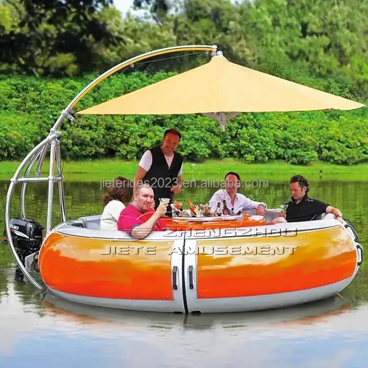 4 seats water pedal tricycle boat for 2 people pedal inflatable boat with wheels China 4 person pedal BBQ Donut boat for sale