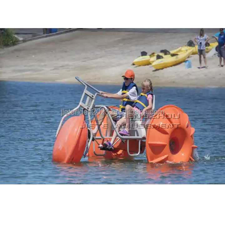 Customized different design Outdoor sports 3 big wheels pvc pontoons water amusement tricycle pedal paddle boat aqua bike