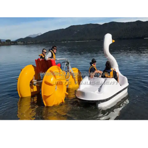 Customized different design Outdoor sports 3 big wheels pvc pontoons water amusement tricycle pedal paddle boat aqua bike