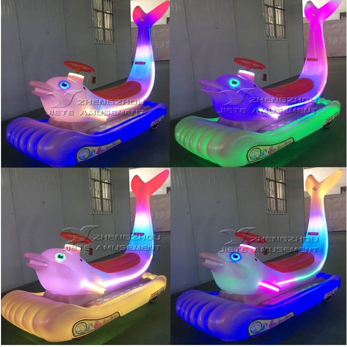 New square amusement bumper car Children's two-person luminous dolphin car