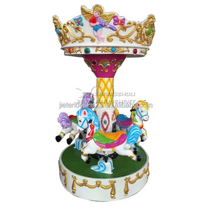 Hot Sale Coin Operated Game Amusement Park Fairground Merry Go Round Good Used Small 3 Seats Mini Carousel For Sale