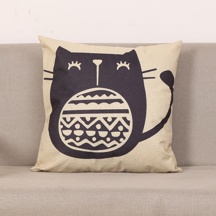 linen printed bed  pillows  cushion covers  sofa  sushion cute polyester  pillow covers throw pillow covers throw cat animal